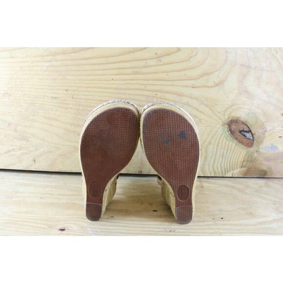 Born Espadrilles 40.5 Wedge Gold Floral Sandals Women's Sz 9 Buckle Leather Shoe - Picture 6 of 8